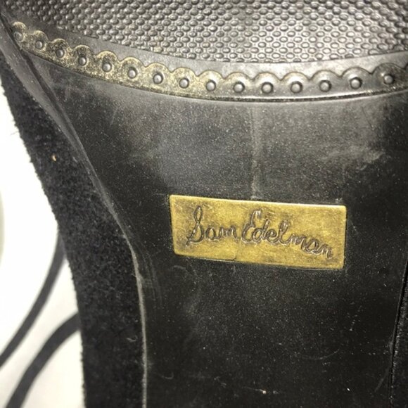 Sam Edelman Shoes Women's 8.5 Narrow Heel 3.5'' Black Suede/ Leather Studs EUC - Picture 7 of 8